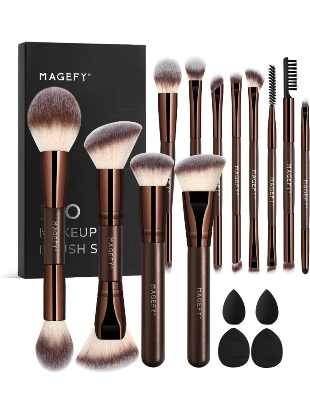22-Piece Professional Double-End Makeup Brush Set for Powder, Concealer
